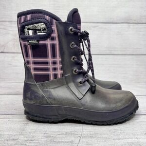 Bogs Kids Amanda Plaid Waterproof Winter‎ Boots Size 13 Purple Pink Insulated